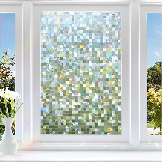 rabbitgoo Stained Glass Window Privacy Film Mosaic Pattern, Frosted Glass by rabbitgoo