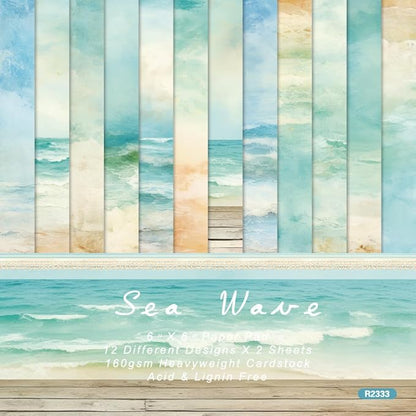 Scrapbook Paper Pad 6x6 Craft Paper Single-Sided Watercolor Seaside Background by SXUSALLC