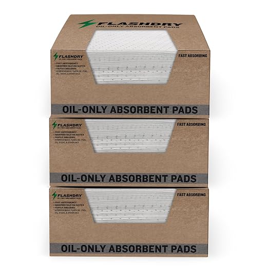 FlashDry Oil Absorbent Pads – High Absorbency of Oil-Based Liquids, by FLASHDRY