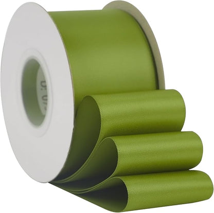 HUIHUANG Olive Green Ribbon 2 inch Wide Double Faced Satin Ribbon Green Ribbon - Image 7