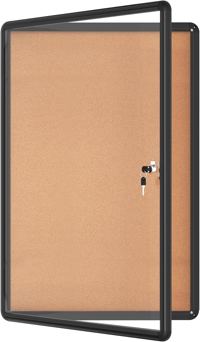 36"x24" Enclosed Bulletin Board, Lockable Weather-Resistant Aluminum Cork by MifuroOfficeProduct
