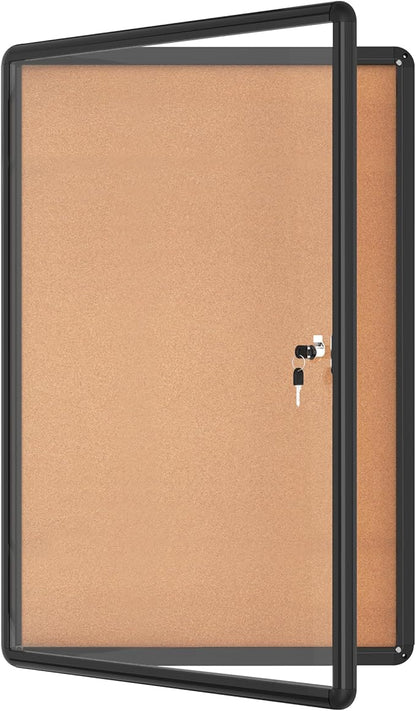 36"x24" Enclosed Bulletin Board, Lockable Weather-Resistant Aluminum Cork by MifuroOfficeProduct