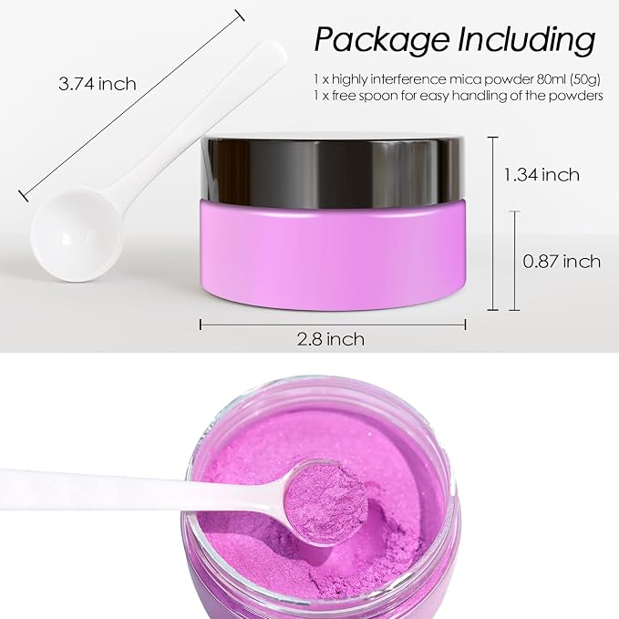 Ceya Highly Interference Mica Powder, 1.8oz/ 50g Orchid Violet Chrome Nail - Image 4