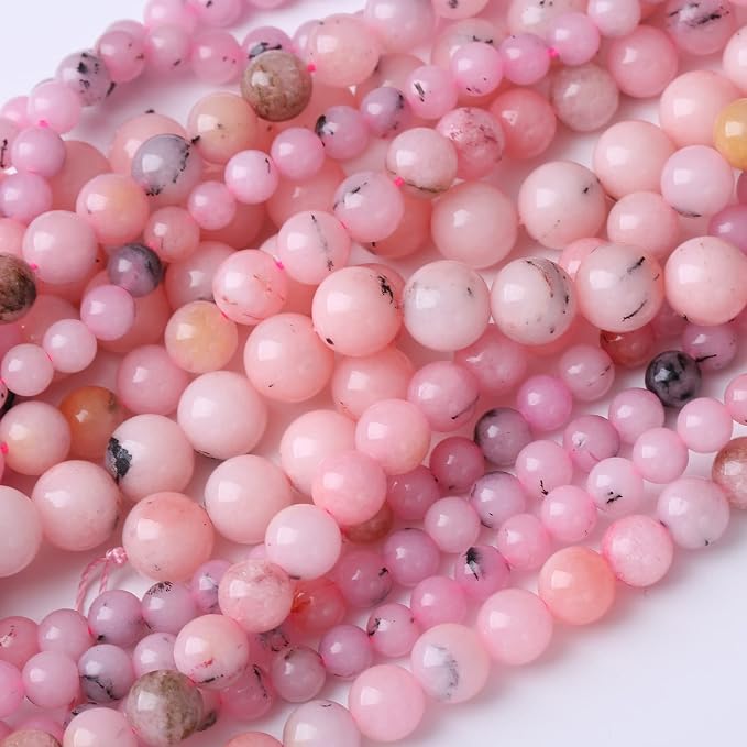 90PCS 4MM Pink Opal Stone Natural Gemstone Round Stone Beads - Image 4