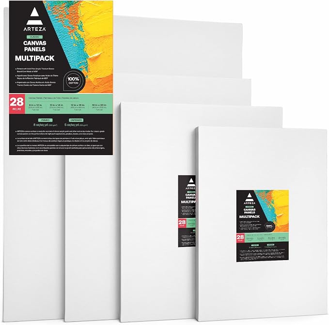 ARTEZA Canvas Boards for Painting, 9 x 12, 11 x 14, 12 x 16, 16 x 20 Inches by ARTEZA
