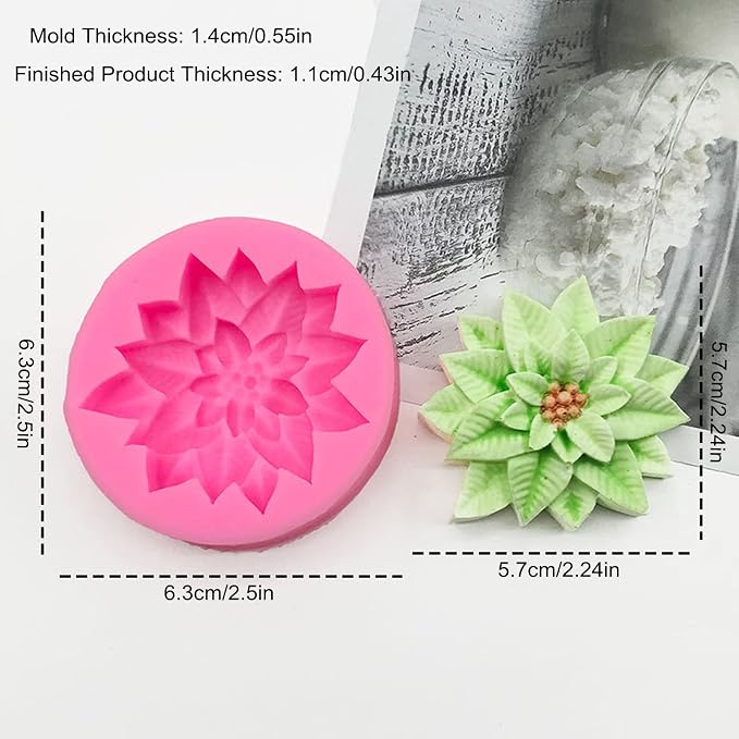 2Pcs Holly Leaf Silicone Mold for Fondant Chocolate Candy Cake Decorating - Image 2