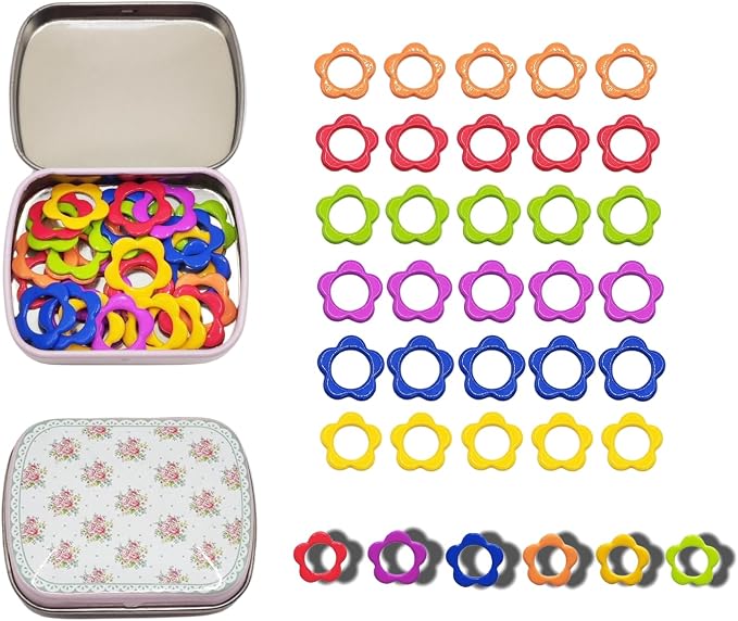 Metal Flower Stitch Markers, Colorful Crochet Stitch Markers, Knitting Stitch by Fazanwey