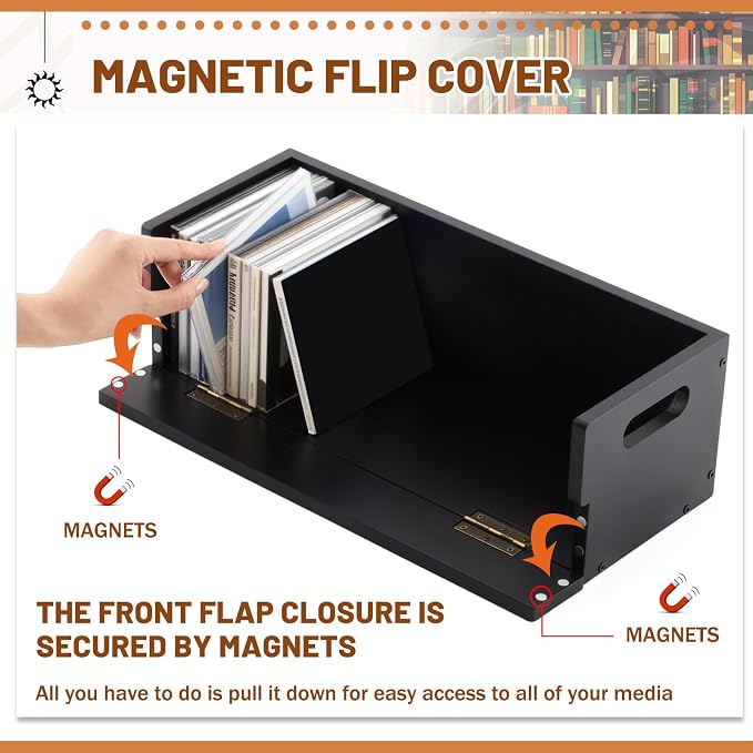 1 Set Wooden CD Storage Box Holder Shelf Cassette Tape Display Racks - Image 3