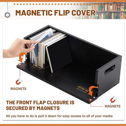 1 Set Wooden CD Storage Box Holder Shelf Cassette Tape Display Racks - Image 3