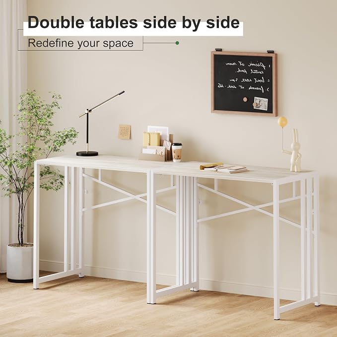 Small Folding Desk 35 inch, No Assembly Required Small Office Desk, Writing - Image 8