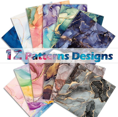 YASMEN Single-Sided Scrapbook Paper Pad, Marble Pattern Bronzing Cardstock - Image 3