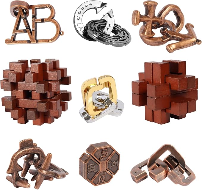 9pcs Difficulty Puzzles Gift for Adults, and Kids Brain Teaser Puzzles Game by ActPo