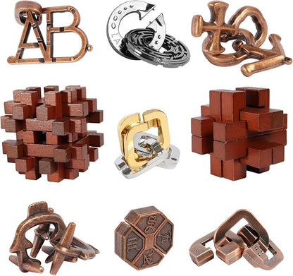 9pcs Difficulty Puzzles Gift for Adults, and Kids Brain Teaser Puzzles Game by ActPo