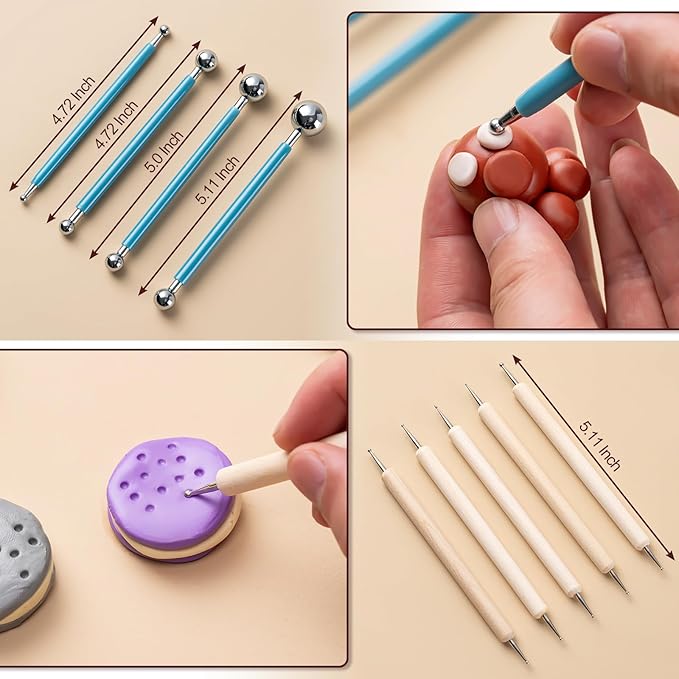 Amrules Clay Tools Kit, Practical Polymer Clay Sculpting Tools Kit, Air Dry - Image 5