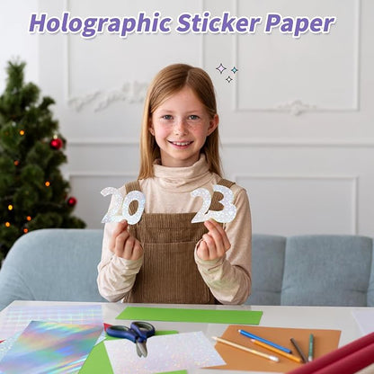 36 Sheets Holographic Sticker Paper, Holographic Laminate Sheets, A4 Size Clear - Image 5