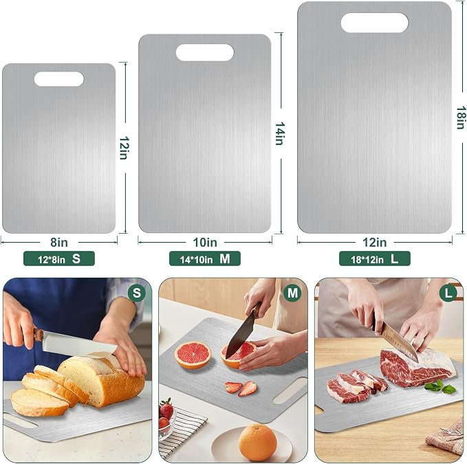 Titanium Cutting Board Set of 3, Premium Non-Slip, Food-Grade, Knife-Friendly - Image 5