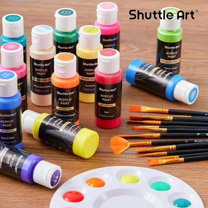 Shuttle Art 100 Colors Acrylic Paint, 2oz/60ml Bottles, Include 2 Sets of 12 - Image 9