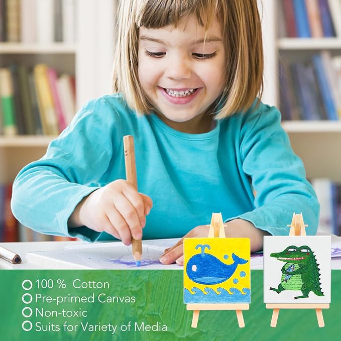 ESRICH Mini Stretched Canvas 10 Pack 5x5inch, 2/5''Profile Art Primed Canvases - Image 3