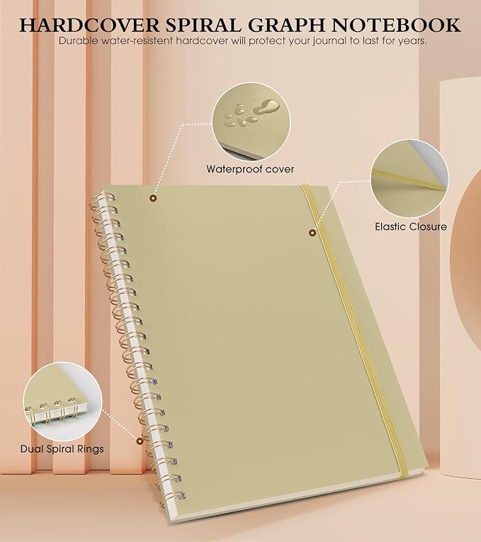 Graph Paper Notebook, Spiral Notebook Journal 8.5” x 11”, A4 Large Grid - Image 3