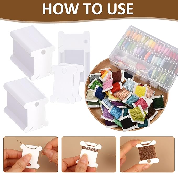 200 PCS Embroidery Floss Bobbins, Plastic Embroidery Floss Organizer, Thread - Image 3