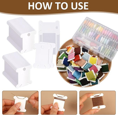 200 PCS Embroidery Floss Bobbins, Plastic Embroidery Floss Organizer, Thread - Image 3