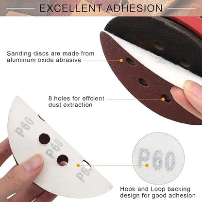 110pcs 5 Inch Sanding Disc, ZEHIQ 8 Hole Hook and Loop Sandpaper Assortment 40 - Image 5