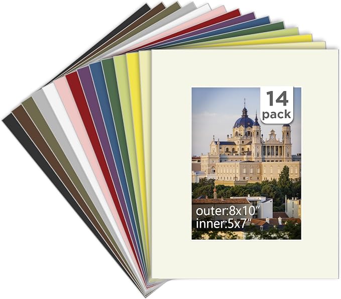 Egofine 14 Packs Picture Frame Mats, 8x10 Picture Mats by Egofine