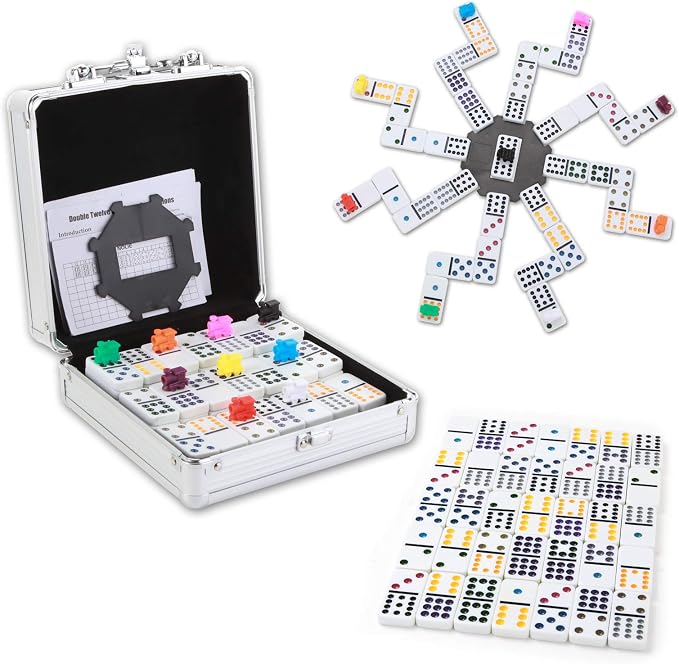 NOLIE Mexican Train Dominoes Game, Double 12 Dot Dominoes Set by NOLIE