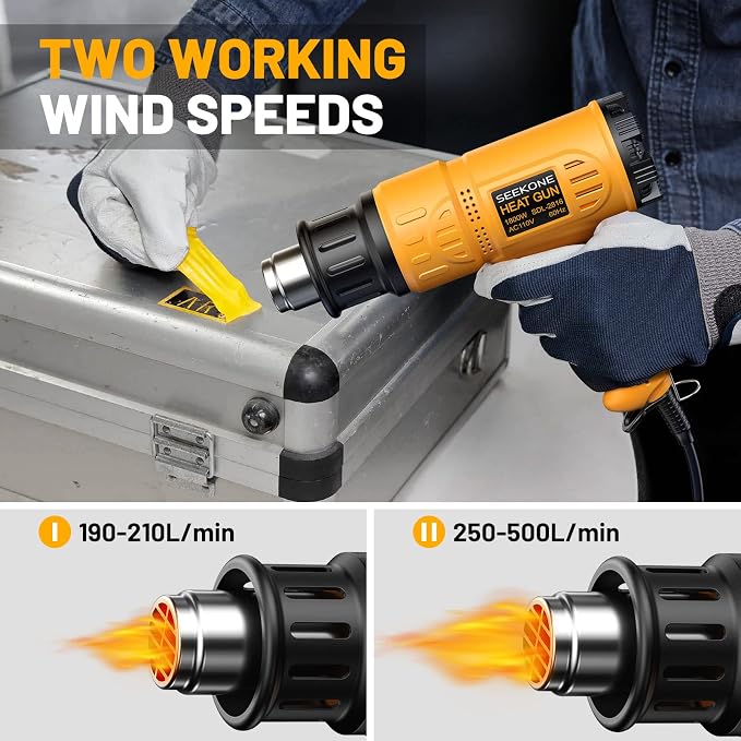 SEEKONE Heat Gun 1800W Heavy Duty Hot Air Gun Kit - Image 3