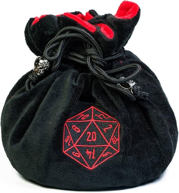 Large Dice Bags with Pockets Black Storage Bag D20 Logo - Image 6