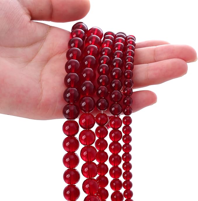 Smooth Garnet Red Glass Crystal Round Loose BeadsFor Jewelry Making DIY - Image 8