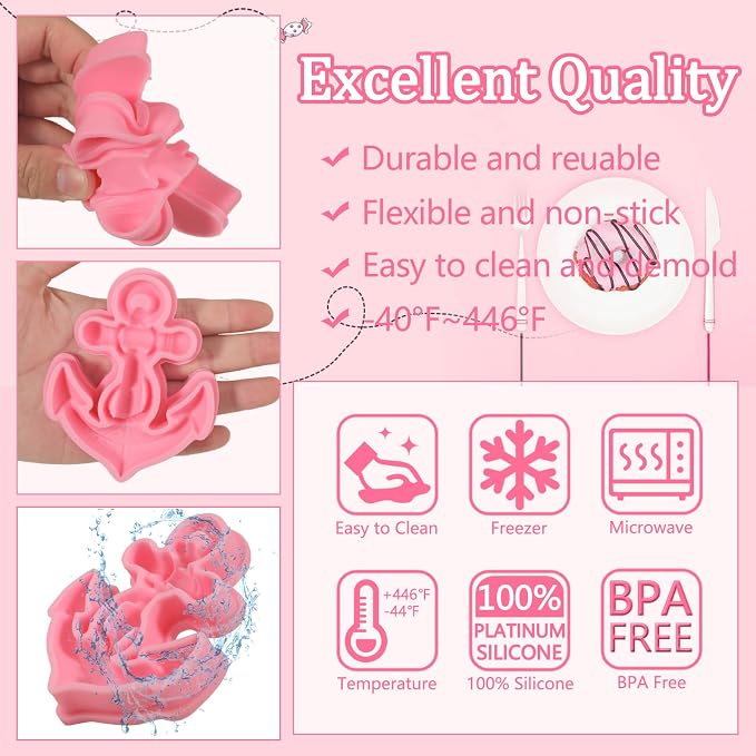 1Pcs Anchor Chocolate Fondant Mold, Food Grade Nautical Anchor Candy Silicone - Image 7