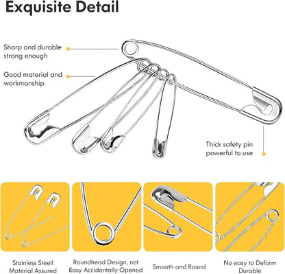 Huhuhero 150Pcs Safety Pins, Large & Small Safety Pins - Image 4