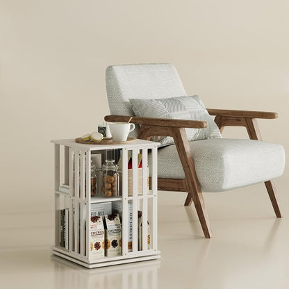 YOWOS Rotating Bookshelf Tower, 360 Display Spinning Bookcase, Bamboo Bookshelf by YOWOS