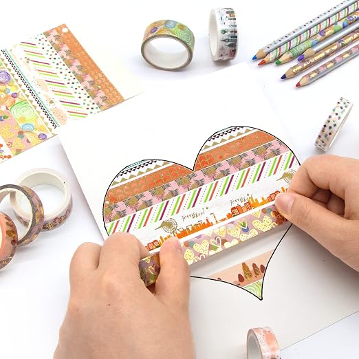 MPOPUUL Gold Foil Washi Tape Set 12 Rolls - Image 6