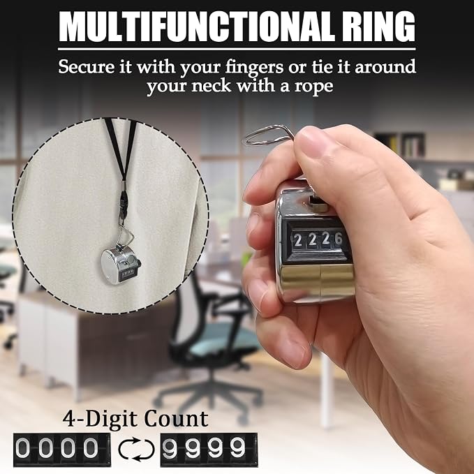 GDMINLO 2PCS Metal Hand Tally Clicker Counter, 4-Digit Number Count Clicker - Image 2