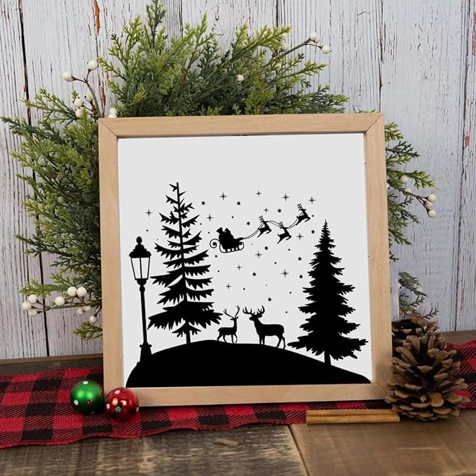 Christmas Stencils for Crafts Reusable 8” Large Christmas Stencil Santa Snowman - Image 3