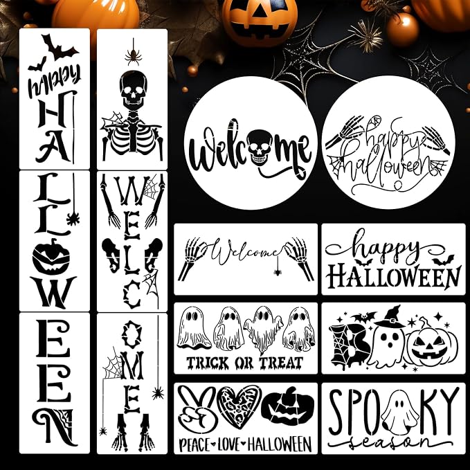 Halloween Stencils for Painting Large Skeleton Porch Stencils Ghost Boo Spooky by SUNVERSE
