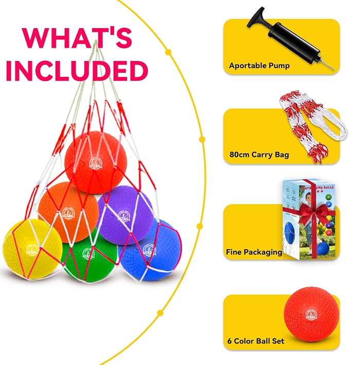 8.5 Inch Kickball Set, Dodgeballs 6 Pack, 12 Pack, Playground Balls - Image 4