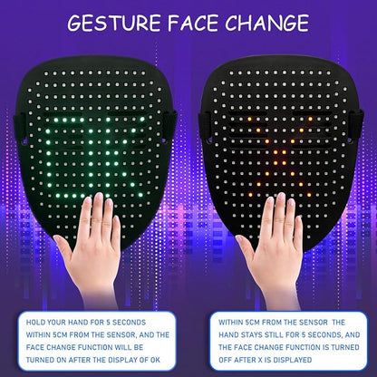 Led Mask with Gesture Sensing, Light up Face Transforming Mask - Image 3