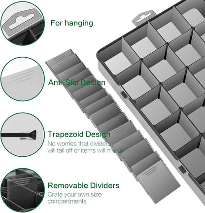 Large 24 Grids Plastic Organizer Box Adjustable Dividers, Art DIY Crafts - Image 2