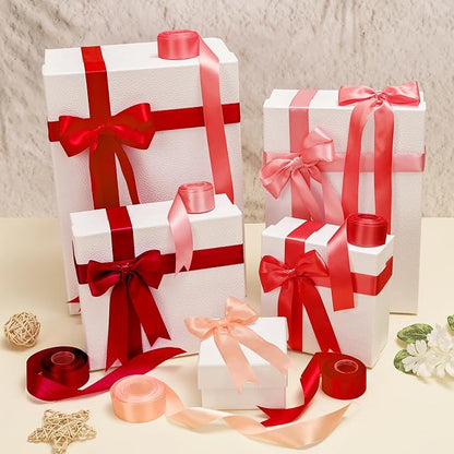 1 Inch Red Satin Ribbons for Crafts, 6 Rolls Single-Faced Red Assorted Ribbons - Image 8