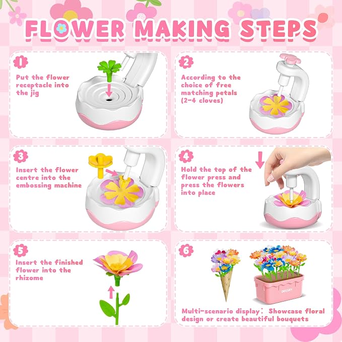 Deesry Fabric Flower Bouquets Toys, DIY Flower Craft Kits Year, Flowers Market - Image 5