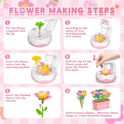Deesry Fabric Flower Bouquets Toys, DIY Flower Craft Kits Year, Flowers Market - Image 5