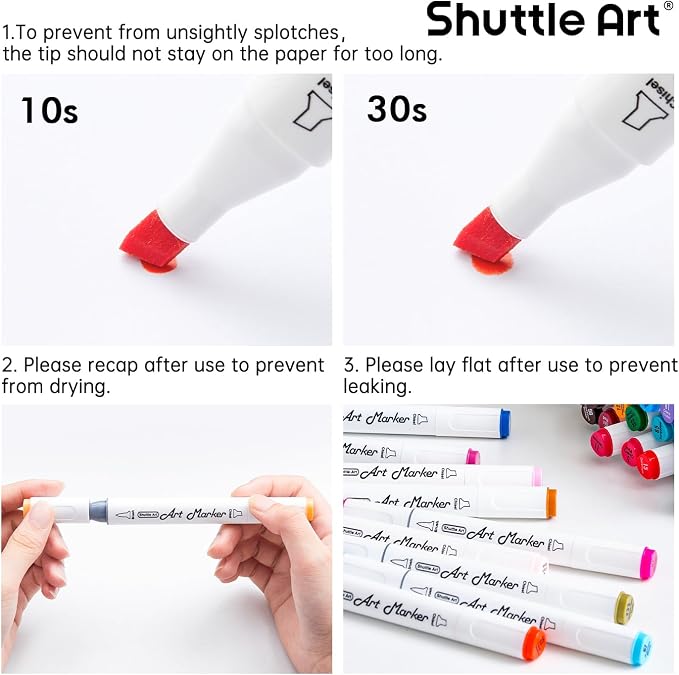 Shuttle Art Alcohol Markers Brush tip, Dual Tip Brush & Chisel Tip Art Marker - Image 8