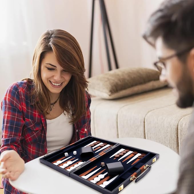 Backgammon Set - Classic Board Game - Portable Travel Strategy Backgammon Game - Image 6