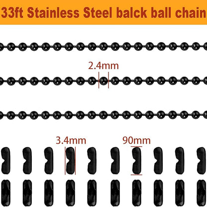Jishi Steel Ball Chain Bead Dog Tag Chain Beaded Necklace Chains - Image 2