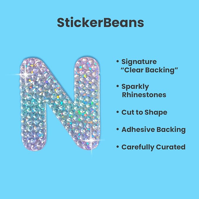 StickerBeans® Rhinestone Alphabet Letter Sticker N - Image 2