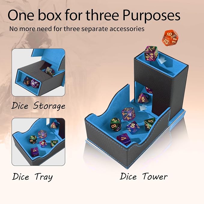 Dice Tower and Tray, Portable Commander Deck Box, Foldable Dice Storage Box - Image 2