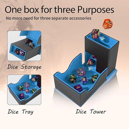 Dice Tower and Tray, Portable Commander Deck Box, Foldable Dice Storage Box - Image 2